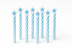 Blue Spiral Birthday Candles with Star Toppers