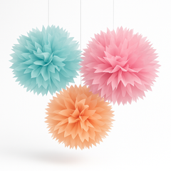 Pastel Fluffy Tissue Pom-Pom Decorations