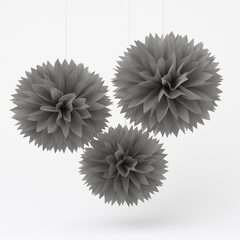Silver Tissue Pom Pom Decorations, 16-Inch, 3-Pack