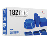 182 Pcs Dark Blue Plastic Dinnerware Set | Setting for 26
