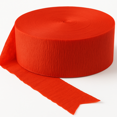 Vibrant Red Crepe Streamer Roll - 500ft