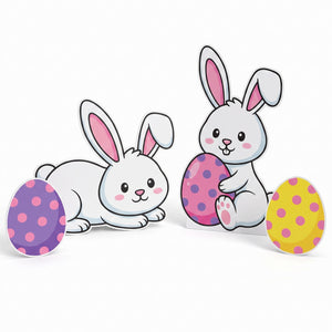 Easter Bunny and Eggs Yard Sign Decorations, 5-Piece Set