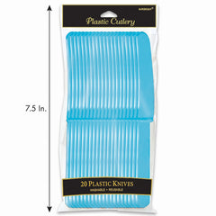 Caribbean Blue Plastic Knives - Pack of 20 - 7.5 in.