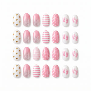 "It's a Girl" Baby Shower Faux Nails Set