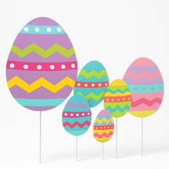 Easter Egg Yard Sign Set - Colorful Outdoor Decorations, 5-Piece
