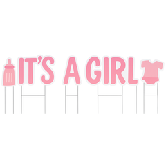 "It's A Girl" Yard Sign Set - Giant Outdoor Baby Shower Decorations