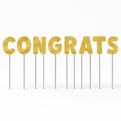 Metallic Gold "Congrats" Outdoor Yard Sign Set