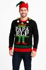 Festive Papa Elf Ugly Christmas Sweater
