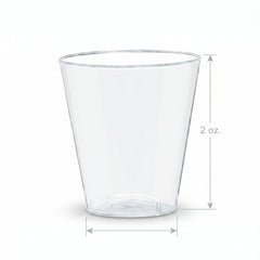Big Party Pack Clear Plastic Shot Glasses, 2 oz, 100 Pack