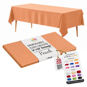 Peach Plastic Table Cover | 54 in. x 108 in.