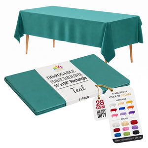 Teal Plastic Table Cover | 54 in. x 108 in.