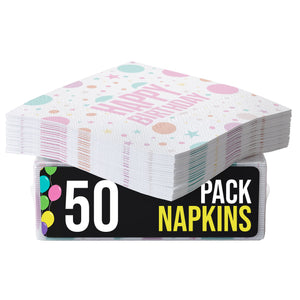 Pink Birthday Print Luncheon Napkins - 6.75 In. X 6.75 In. | 50 Ct.