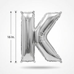 Silver Foil Letter K Balloon - Air Filled