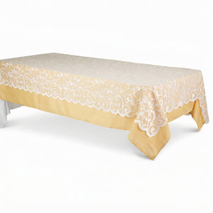 Elegant White Lace Tablecloth - 60x84 inches, Reusable Fabric Table Cover