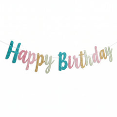 Vibrant "Happy Birthday" Glitter Letter Banner Decoration