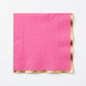 Bright Pink Luncheon Napkins with Hot Stamp - 6.5 in. x 6.5 in.