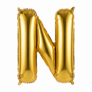 Gold Metallic Foil Letter "N" Balloon - Air Filled