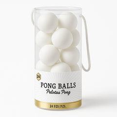 White Plastic Pong Balls Set, 24-Pack for Parties and Games