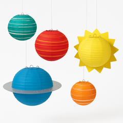 Blast Off Planet Paper Lantern Set for Baby's First Birthday