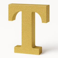Glitter Gold Letter "T" Standing or Hanging Sign