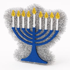 Shimmering Mini Tinsel Menorah Hanukkah Decoration