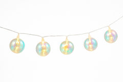 Iridescent Globe LED String Lights - 10 Battery-Powered Lights