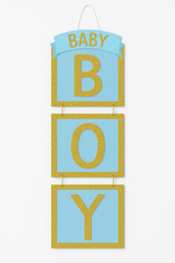 "Baby Boy" Glitter Hanging Sign Decoration for Baby Showers