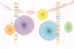 Pastel Paper & Gold Decorating Kit - 14-Piece Set for Events