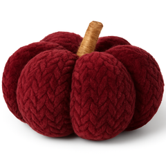 Cranberry Terry Herringbone Pumpkin Decoration - 7"