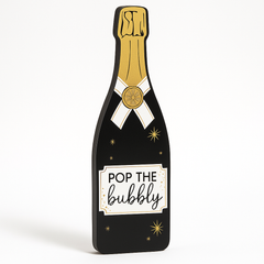 LED Champagne Bottle Wall Sign - "Pop the Bubbly"