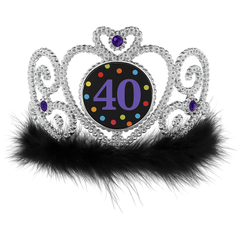 Flashing 40th Birthday Tiara with Light-Up LED Medallion