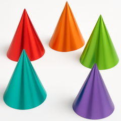 Metallic Rainbow Cone Party Hats - 12 Pack