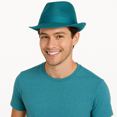 Turquoise Fedora Hat - Vibrant Costume Accessory