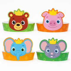 CoComelon Paper Crowns - 8 Pack, Kids Birthday Party Wearables