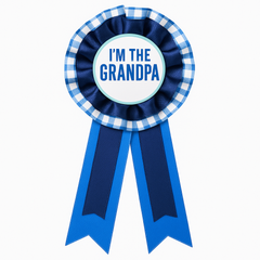 "I'm the Grandpa" Award Ribbon - Blue Checkered Baby Shower Accessory