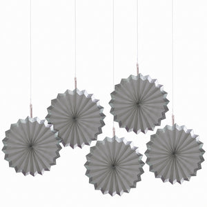 Silver Hot Stamp Paper Parasol Fans