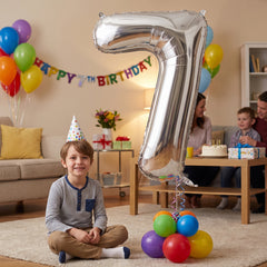 Silver Number 7 Foil Balloon - Large Metallic