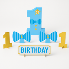 Blue & Gold 1st Birthday Table Decorating Kit for Boys