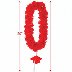 Red Graduation Lei Necklace with Cap Charm