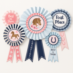 Saddle Up Award Ribbon Fan Decorations for Kids' Birthday Party
