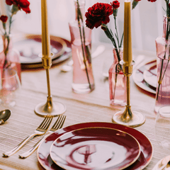 10 In. Classic Burgundy Design Plastic Plates | 120 Count