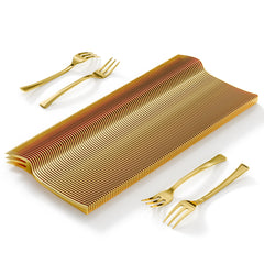 Exquisite Classic Gold Plastic Tasting Forks 100 Count