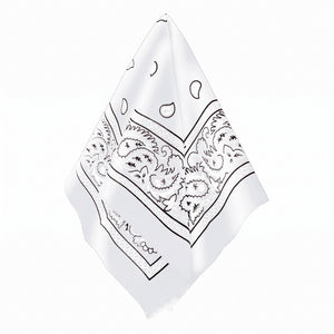 Classic White Paisley Bandana - Versatile Costume Accessory