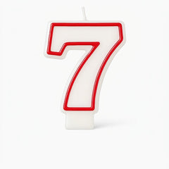 Red & White Number 7 Birthday Candle