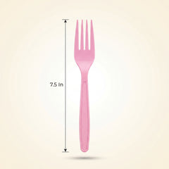 New Pink Plastic Forks - Solid Color Cutlery for Everyday Use - 7.5 in.