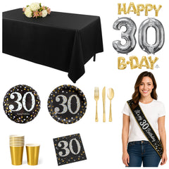 68 Pcs 30th Birthday Party Mid Kit - For 8 Guests