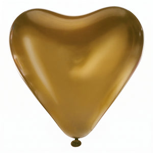 Gold Satin Luxe Heart-Shaped Latex Balloons, 12-Inch, 6-Pack