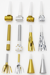 Metallic Gold and Silver Noisemaker Party Pack