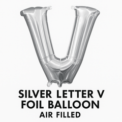 Silver Letter V Foil Balloon - Air Filled