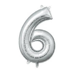 Silver Number 6 Foil Balloon - Air Filled